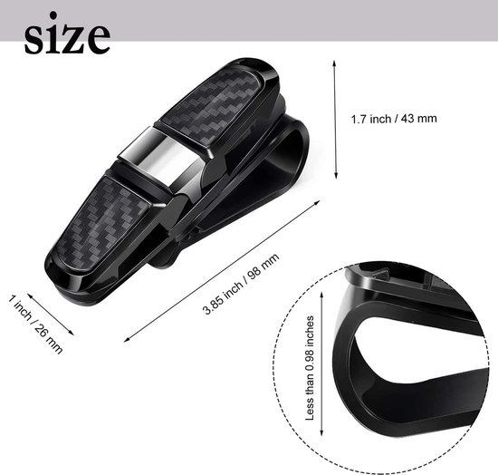 Universele Brilhouder voor Auto Zonneklep - 4 Stuks Zonnebril Clips met Kaartfunctie van Merkloos — afbeelding 3
