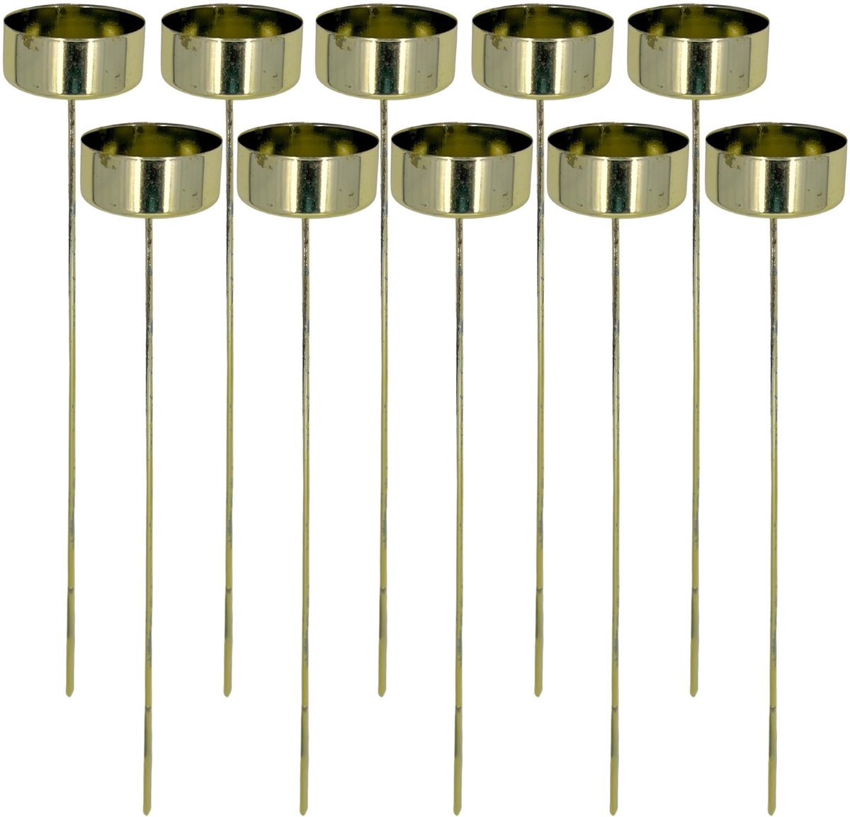 Dailygoods- Kandelaarset 10 stuks - Theelichthouders - Metalen Design - Lengte 20 cm - Voor theelichtjes tot 40 mm - Perfecte Tafeldecoratie - Kaarsenhouders