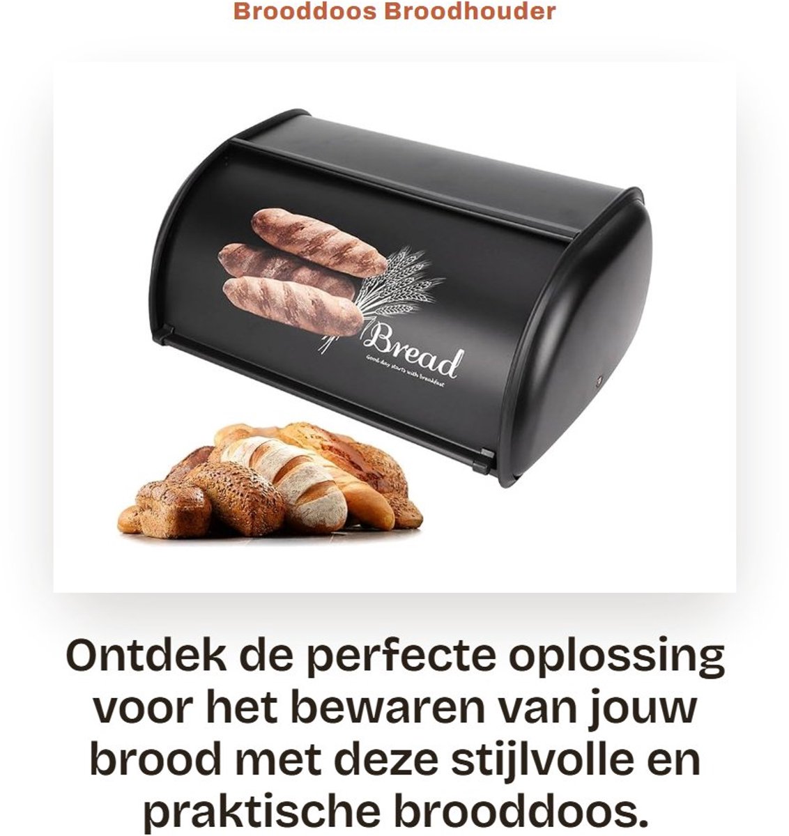 Dailygoods- Brooddoos Grote Capaciteit - Roestvrij Staal - Keuken Organizer - Oproldeksel - 34x23x14,5 cm - 100% Nieuw - Broodtrommel