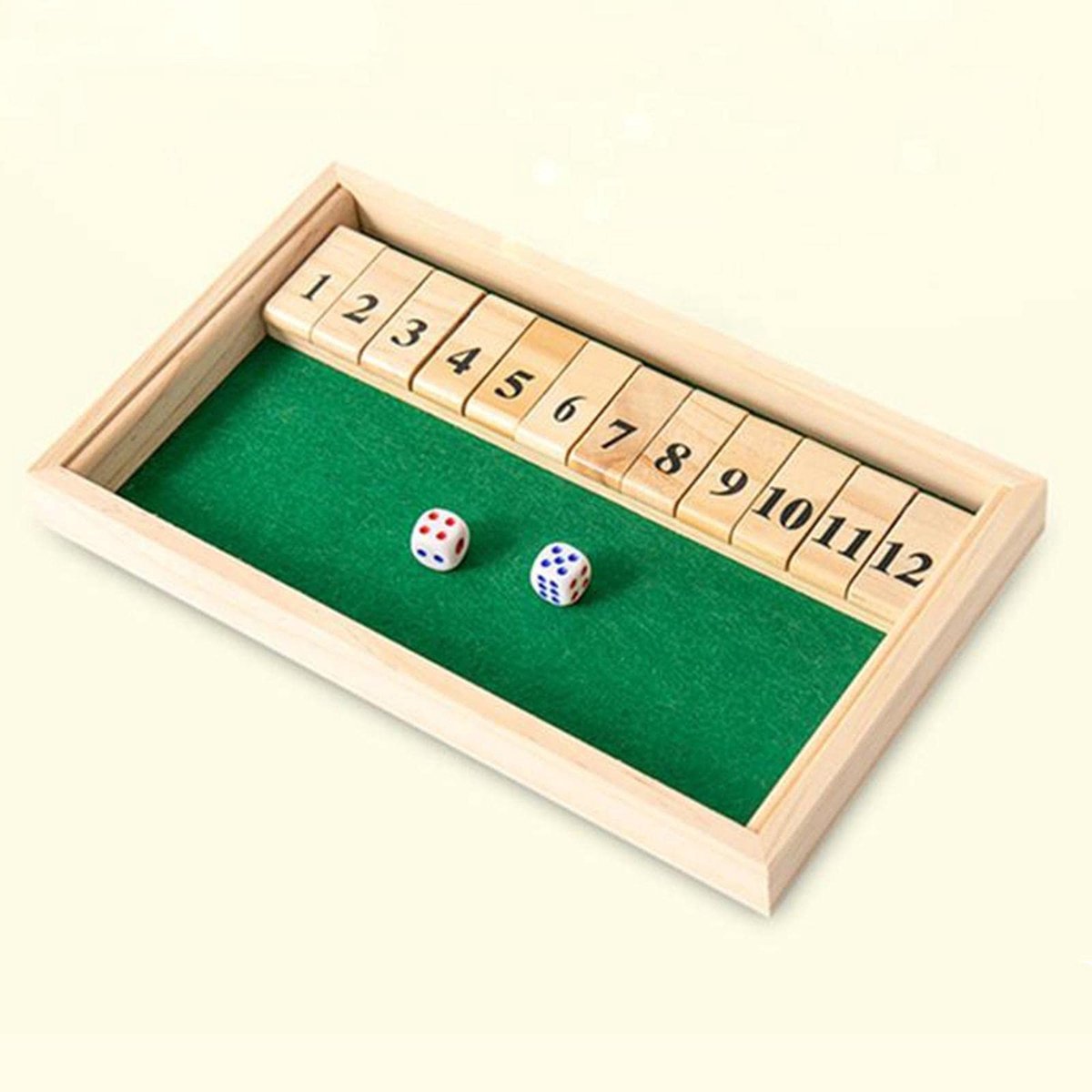 Dailygoods- Dobbelspel Houten Spelset - 2 Dobbelstenen - Waterdicht - Groen Vilt - Spel voor Volwassenen - Perfect voor Feesten - Bordspel