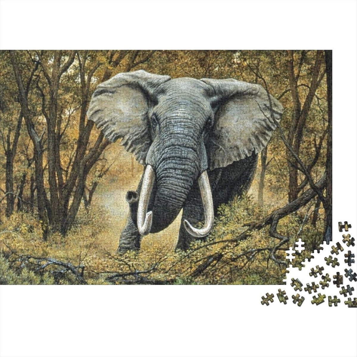 Puzzel Olifant - Volwassen Puzzel - Ontspanning Thuis - Met Poster - 75x50cm - Meerkleurig
