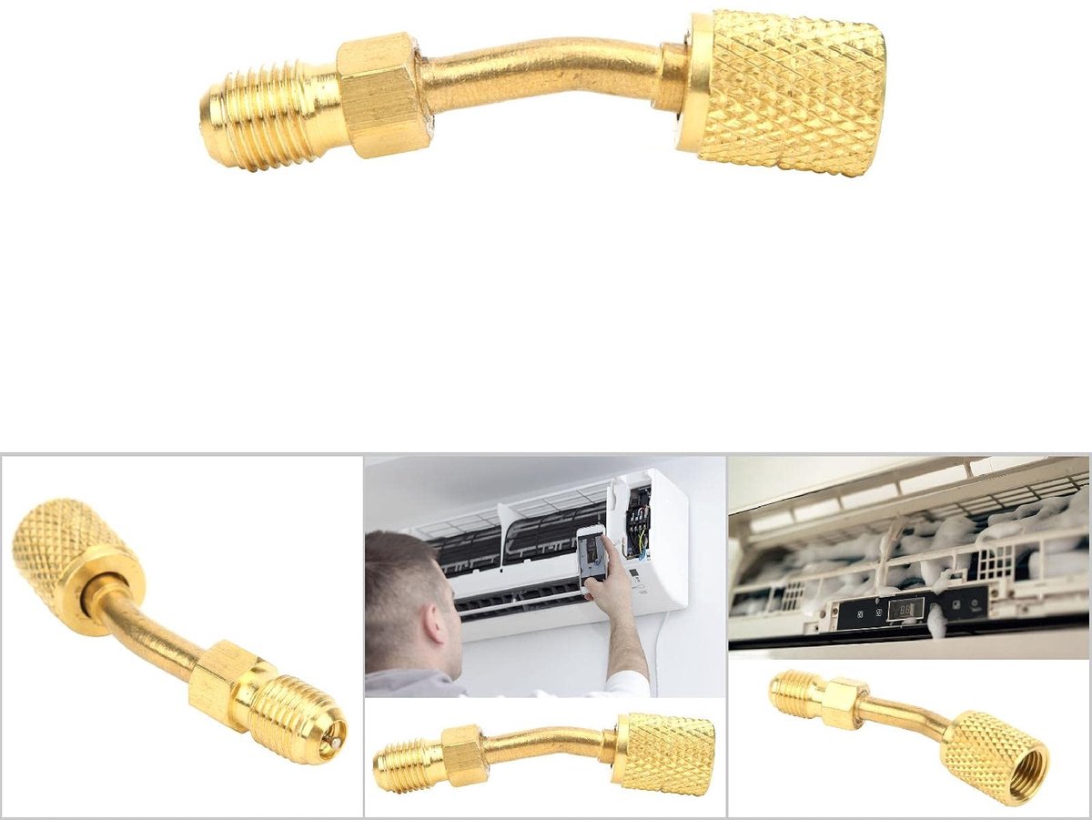 Dailygoods - R410A-adapter - 1/4 Inch Mannelijk Naar 5/16 Inch Vrouwelijk - Bestand Tegen Hoge Druk - Eenvoudige Installatie - 45° Hoek - Gesc...