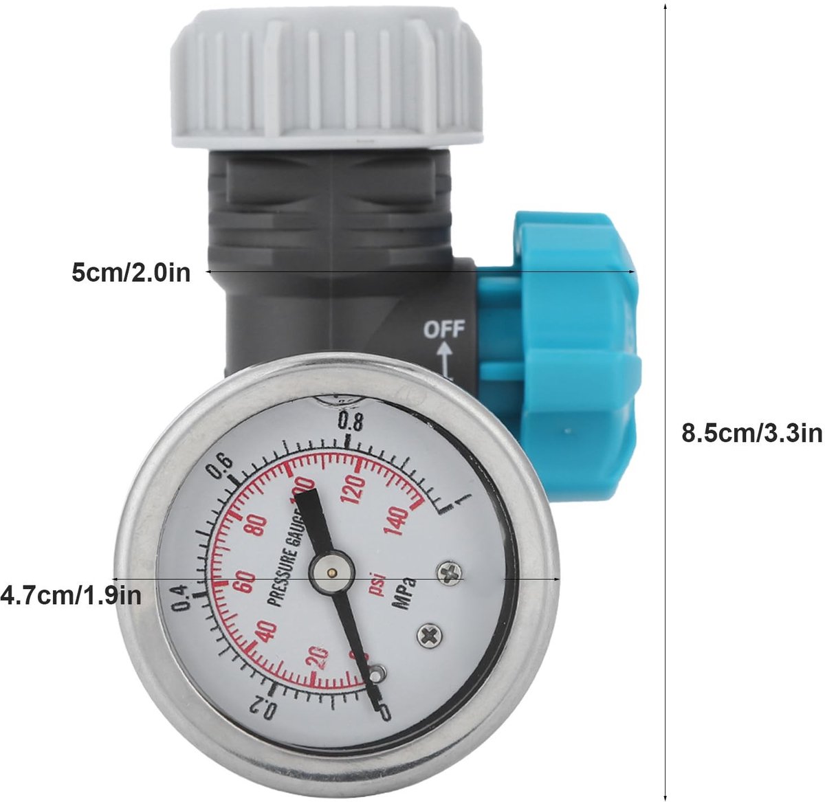 Dailygoods- Waterdrukventiel 140psi/10bar - Drukreduceerventiel - Verstelbare Waterdrukregelaar - G3/4 inch Inlaat/Uitlaat - POM Materiaal - 8,5 x 5 cm Afmetingen - Drukregelaar