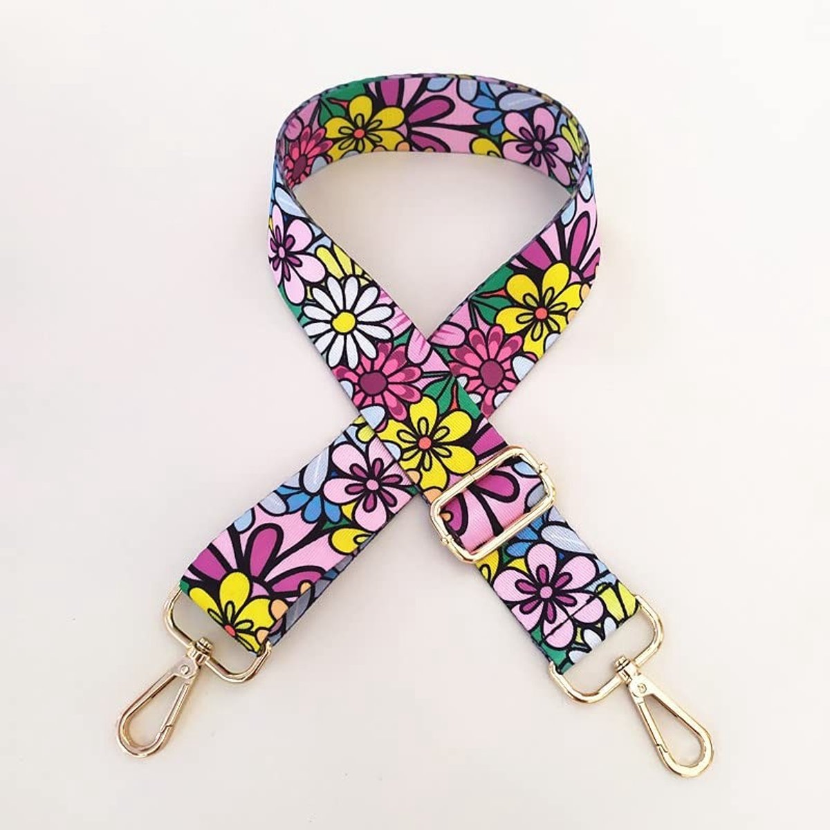 Dailygoods- Tasriem 130 cm - Verstelbaar - 3,8 cm Breed - Schouderriem met Karabijnhaak - Kleurrijk - Doe-het-zelf Accessoires - Schouderband