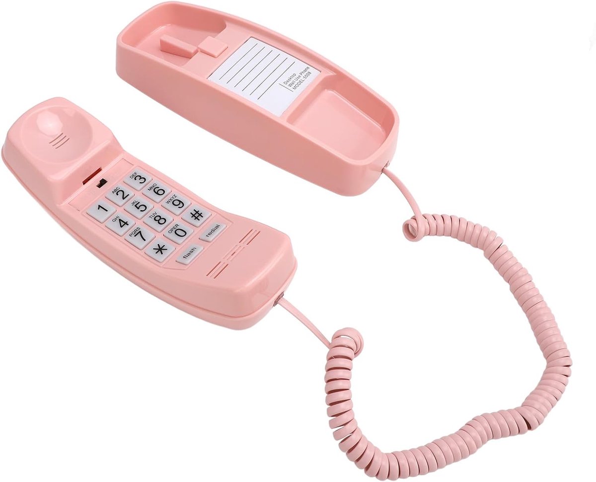 Vaste Telefoon - Huistelefoon Snoer - Gemakkelijk Bellen - Extra Luide Beltoon - 110 DB - Roze