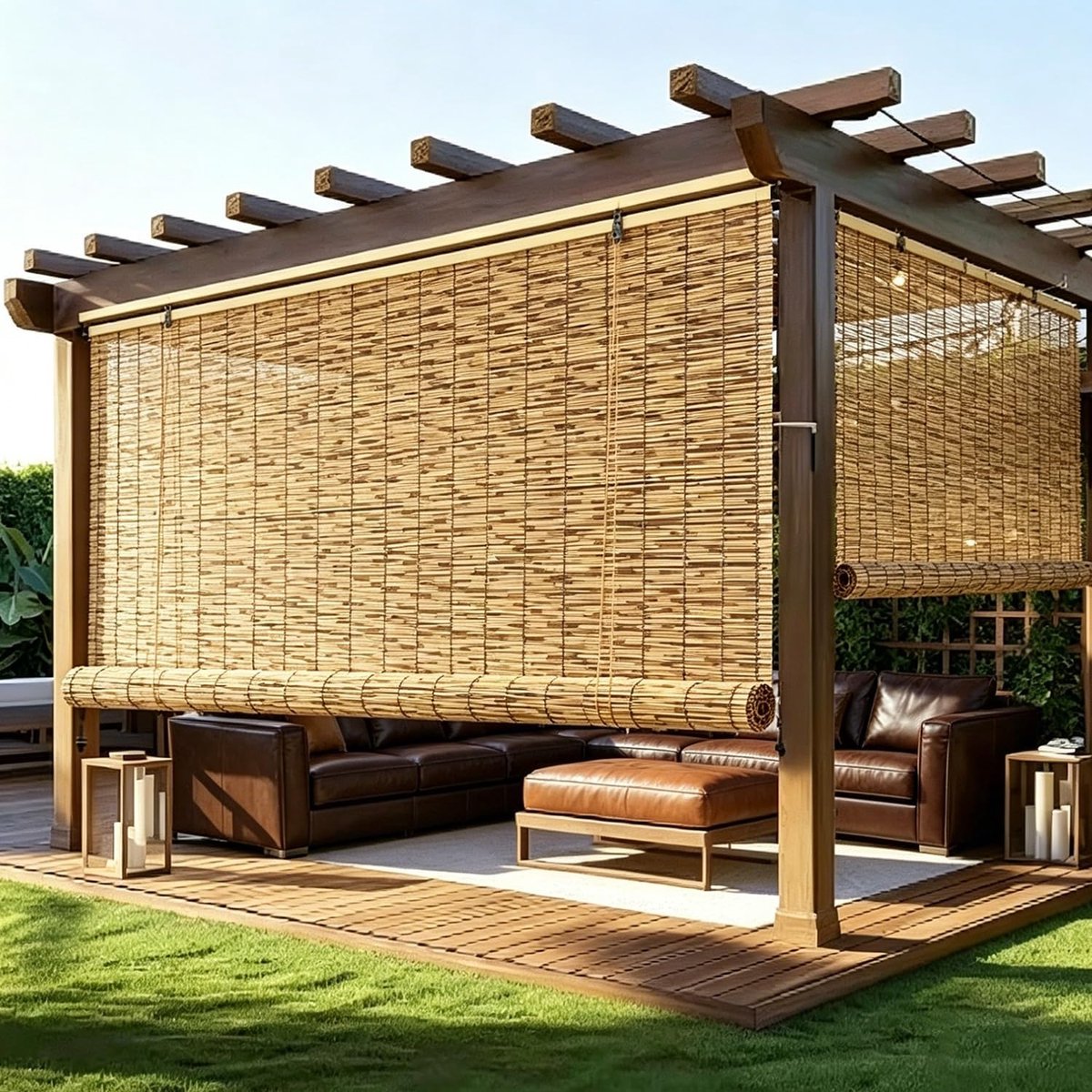 Bamboe Rolgordijn - Natuurlijk Zonnescherm - Terras Afschermen - Handgevlochten Riet - B14