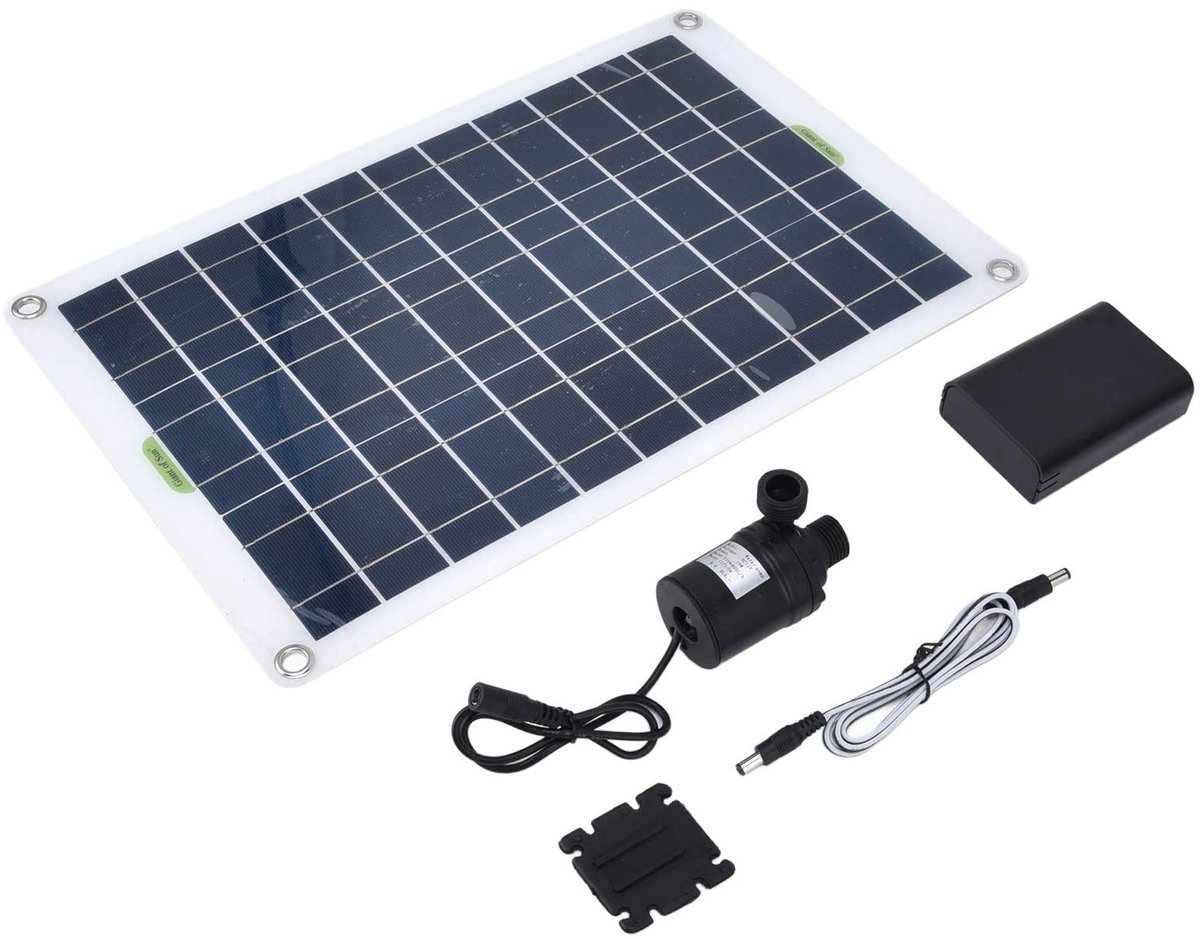 Dailygoods - Zonnefonteinpomp - Geluidsarm - Milieuvriendelijk - 50W Paneel - Waterpomp voor tuin - Geschikt voor fontein - Kunststof