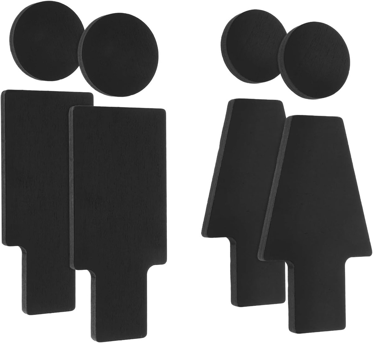 Houten Badkamerbordjes - Toilet Deurstickers - Duidelijke Aanduiding - Rustieke Vintage Stijl - 3.6 x 3.6 cm - Zwart