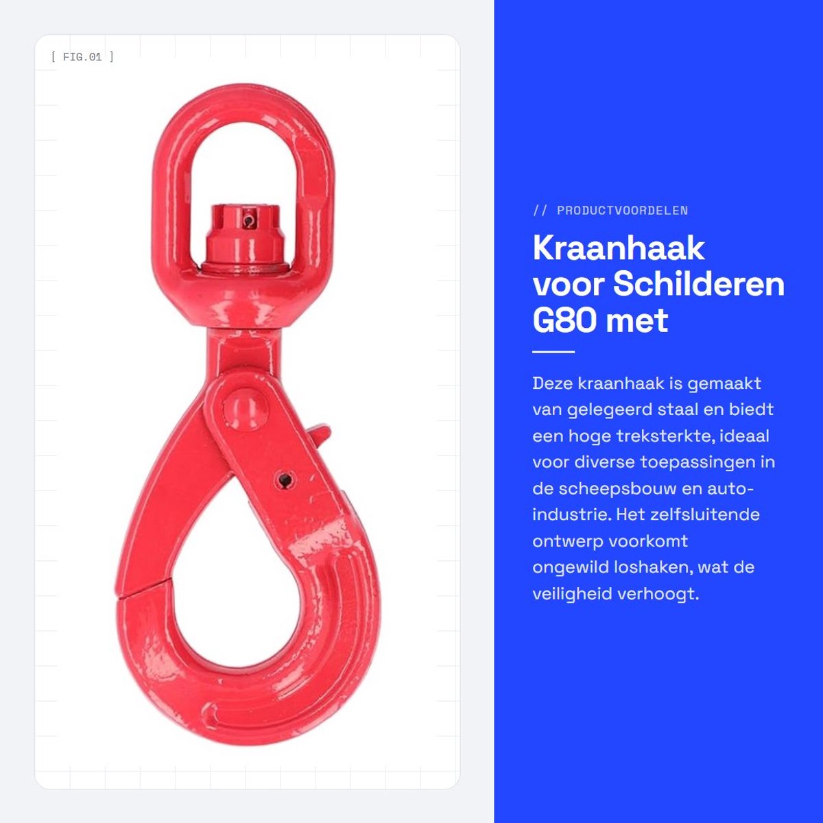 Dailygoods - Kraanhaak voor Schilderen G80 met Veiligheid en Roterende Functie