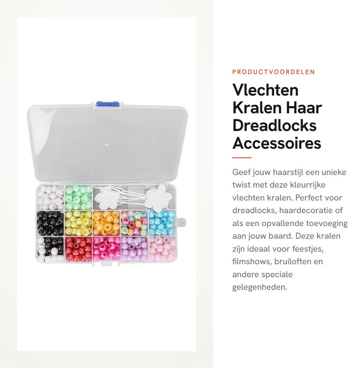 Dailygoods- Vlechten Kralen 365 Stuks - Haar Kralen - Dreadlocks Kralen - DIY Accessoires - Opbergdoos - Kunststof en Hars - Haarkralen