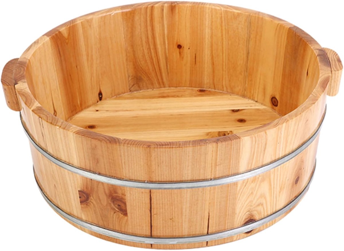 Houten Voetbad - Pedicure Vat - Voeten Ontspannen - Lekvrije Constructie - 16cm Hoog - Houtkleur