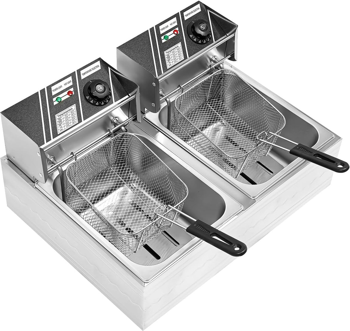 Dubbele Frituurpan - Elektrische Frituur - Professioneel Frituren - Roestvrij Staal - 2x 6L - Zilver