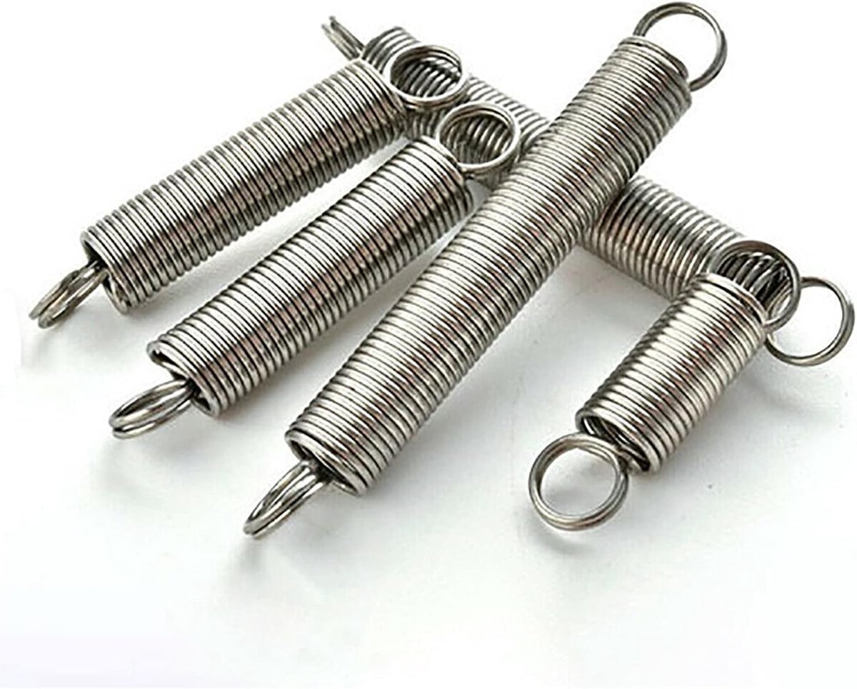 Metalen Trekveer - Verlengveer Dubbele Haak - Apparaten Repareren - 304 Roestvrij Staal - 1 Mm Draaddiameter - Zilverkleurig