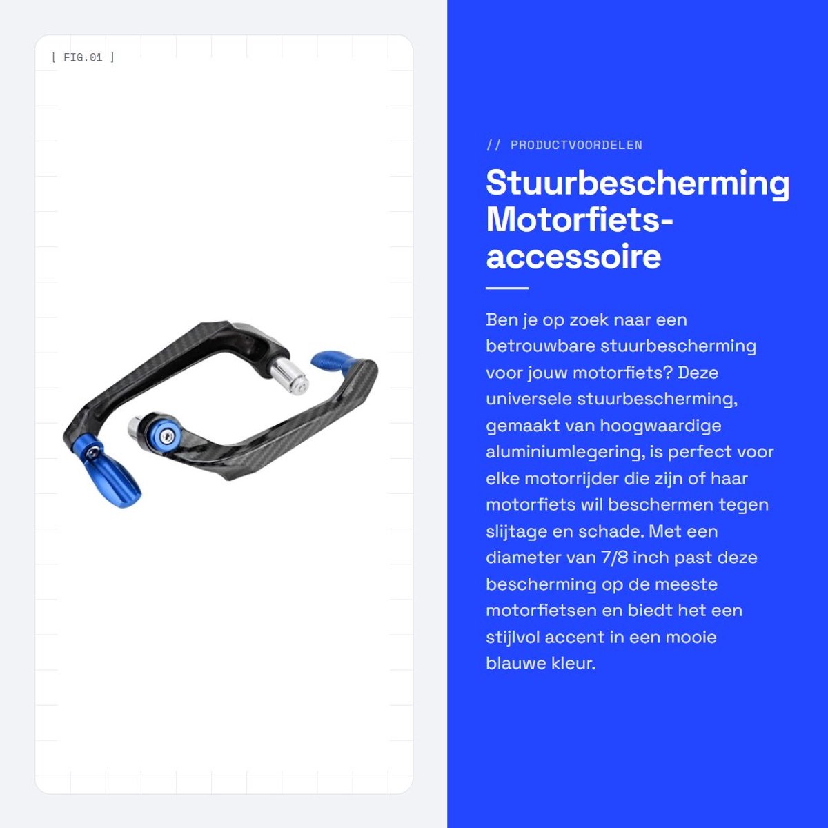 Dailygoods- Stuurbescherming Universeel - 7/8 Inch - Aluminiumlegering - Motorfiets - Blauw - Duurzaam - Handvatbescherming