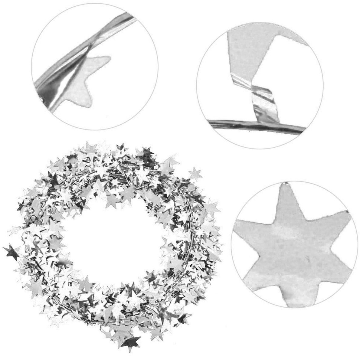 Dailygoods- Sterrenlichtslinger 7,5m - Feestelijke Versiering - Kerstverlichting - Decoratie - Sterrenlantaarns - Draad PVC - Lichtslinger