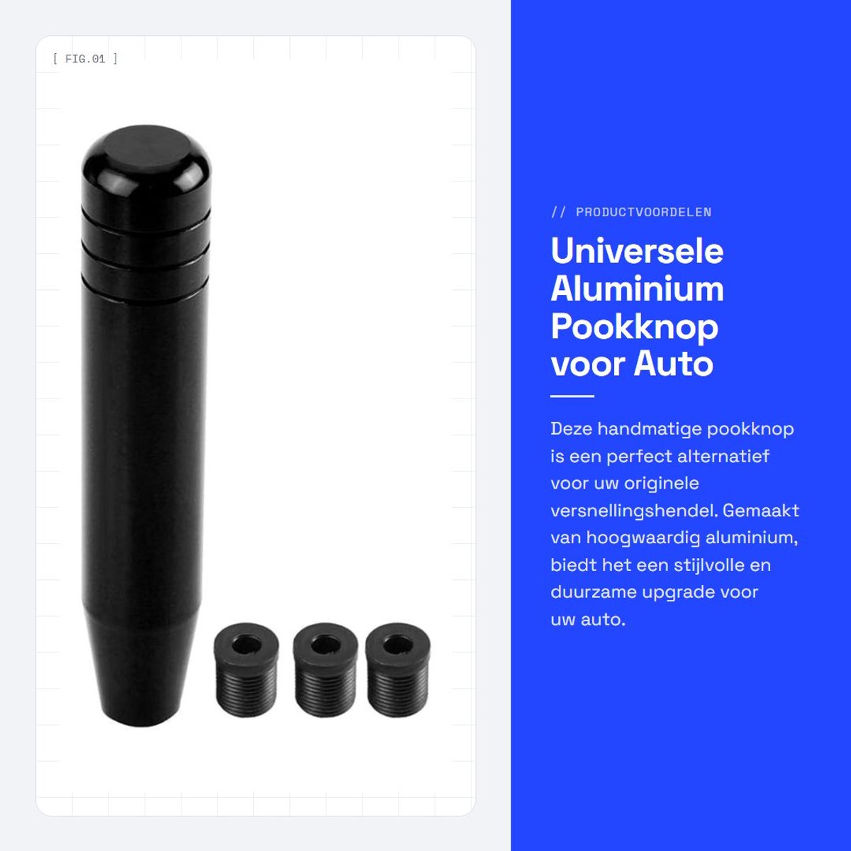 Dailygoods- Pookknop Universeel - Aluminium Handmatige Pookknop - Ergonomisch Ontwerp - Luxe Auto Accessoire - Draagbaar en Duurzaam - Versnellingspook