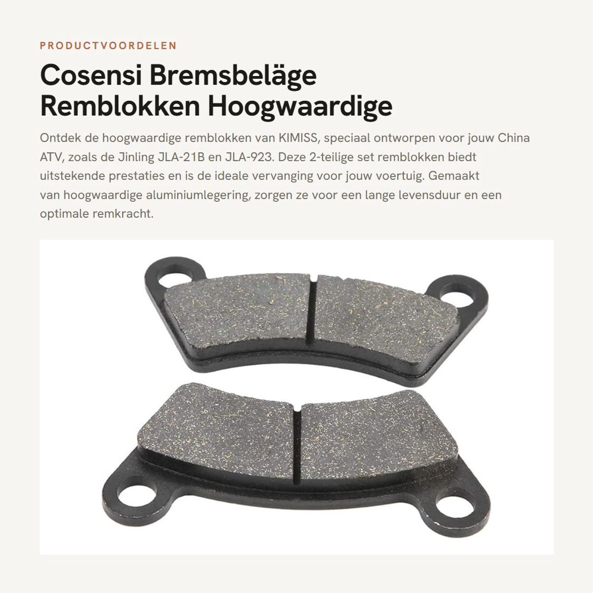 Dailygoods- Remblokken - 100% gloednieuw - Geschikt voor ATV Jinling 250/JLA-21B - Hoogwaardige aluminiumlegering - Duurzaam - Uitzonderlijke remkracht