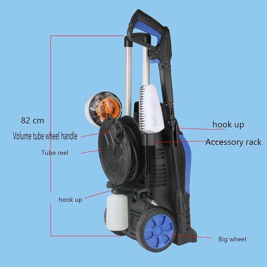 Hogedrukreiniger - Huisreiniger Krachtig - Terras en Auto Wassen - 1800W Motor - 1 stuk - Grijs — afbeelding 2