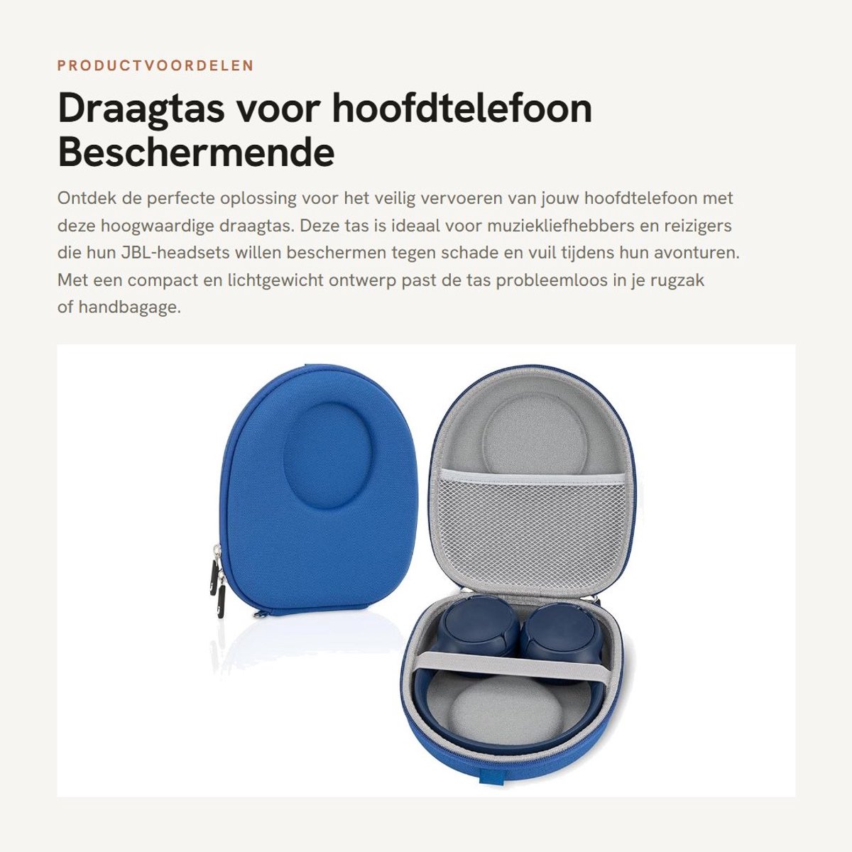 Dailygoods - Draagtas voor hoofdtelefoon - Beschermende harde reistas - Blauw - Opladeropslag voor headsets