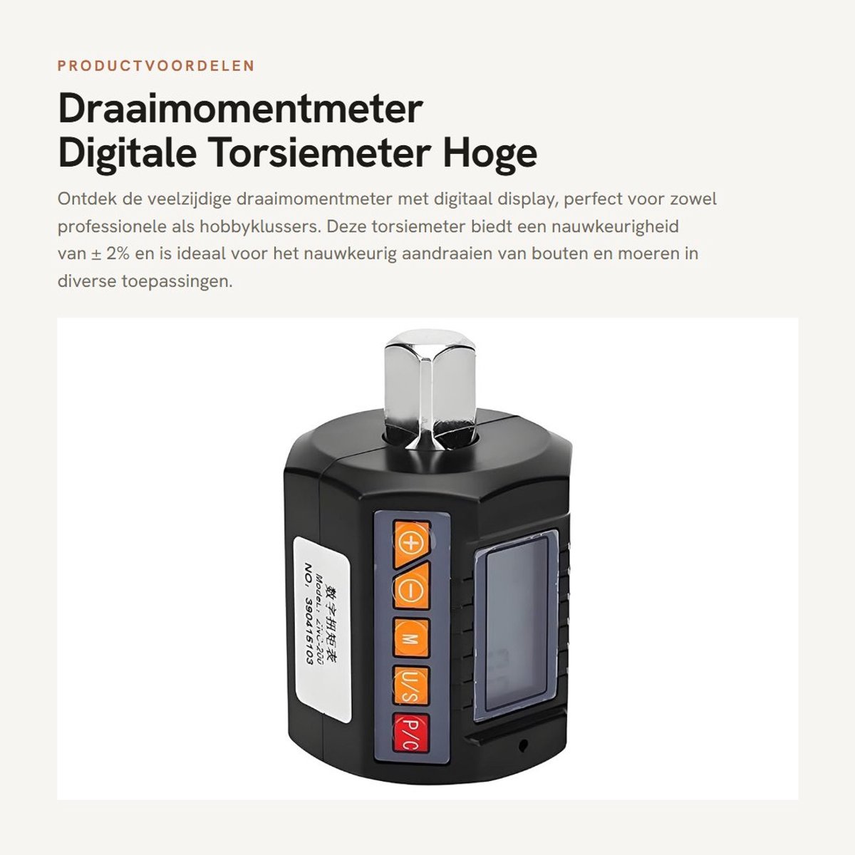 Dailygoods - Draaimomentmeter - Digitale Torsiemeter - Hoge Nauwkeurigheid - Zwart - Handmatig Gebruik - Ideaal voor Klussen en Onderhoud