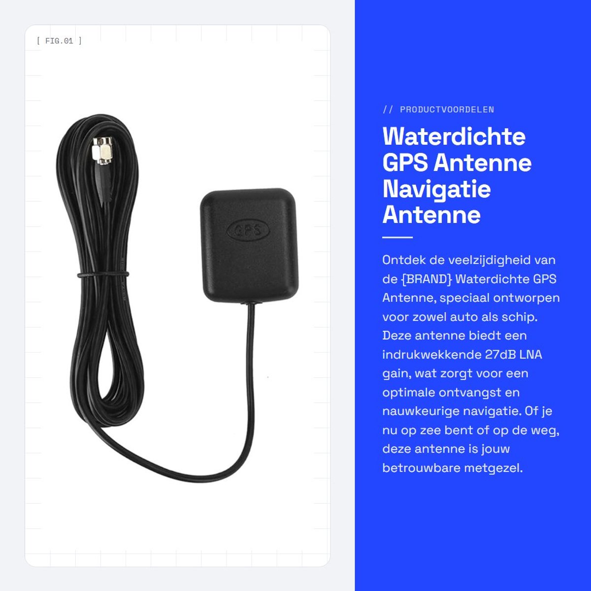 Dailygoods- GPS Antenne 27dB LNA Gain - Waterdichte Antenne - Navigatie Antenne - SMA Connector - Voor Auto/Schip - Actieve Antenne
