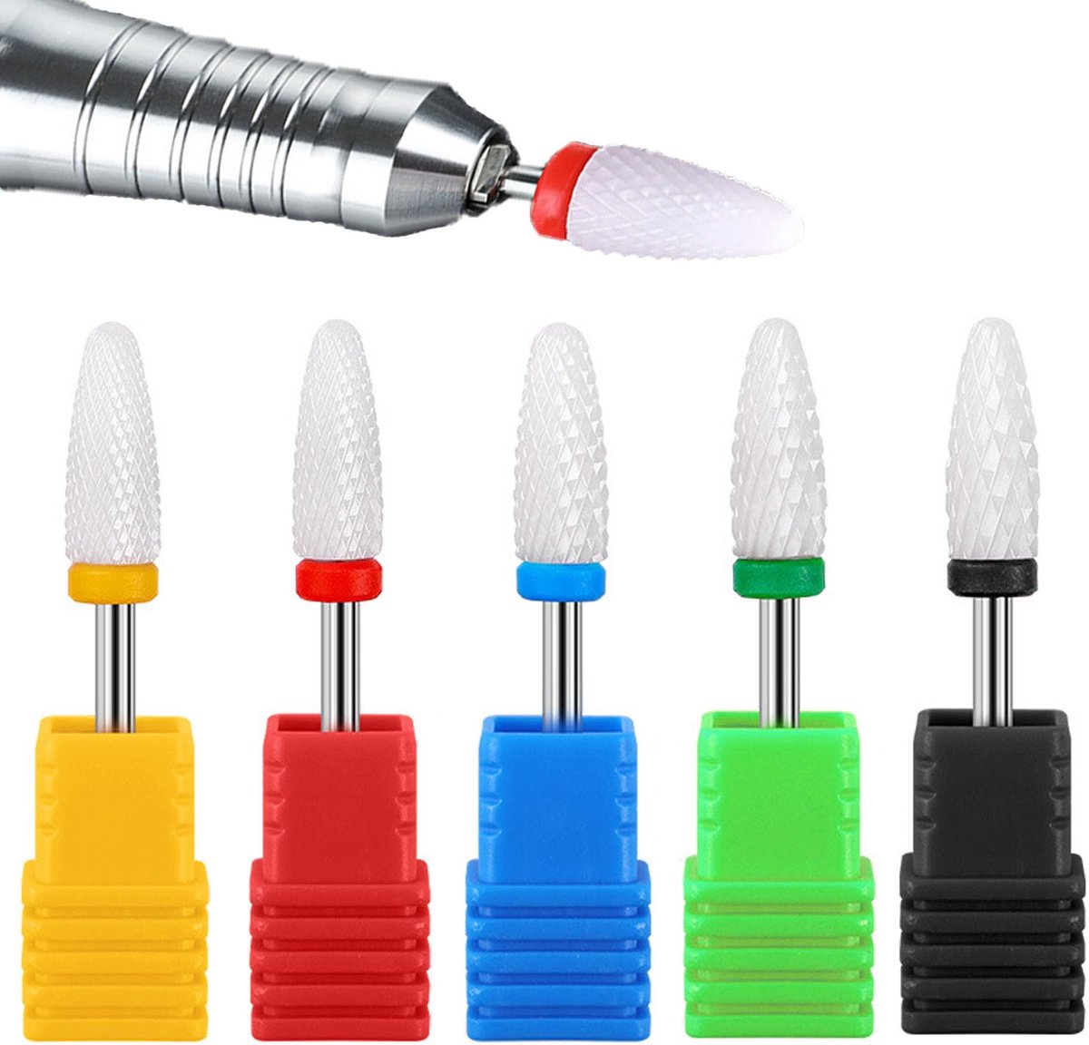 Dailygoods - Keramische Nagelboortjes - 5 Stuks - Professioneel en Duurzaam - 3/32" Formaat - Geschikt voor Pedicure en Nail Art - Voor Geavanceerde G...