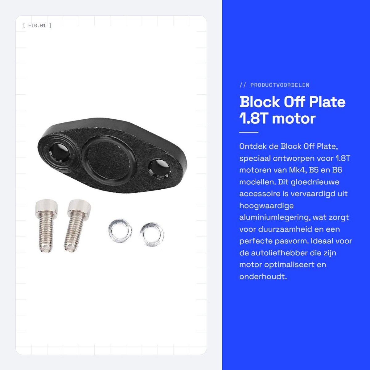 Dailygoods- Block Off Plate - 1.8T Motor - Aluminiumlegering - Geschikt voor Mk4/B5/B6 - Inclusief O-Ringen/Schroeven - Duurzaam en Sterk - Afsluitplaat
