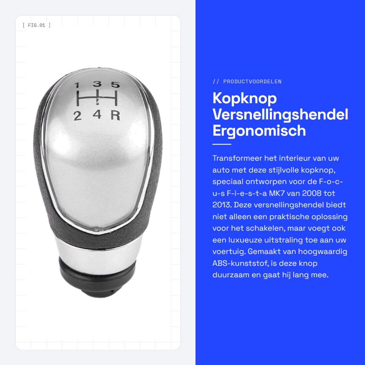 Dailygoods- Pookknop Universeel - Vervanging voor Focus/Fiësta MK7 2008-2013 - Hoogwaardig ABS-kunststof - Ergonomisch ontwerp - Elegant design - Gloednieuw
