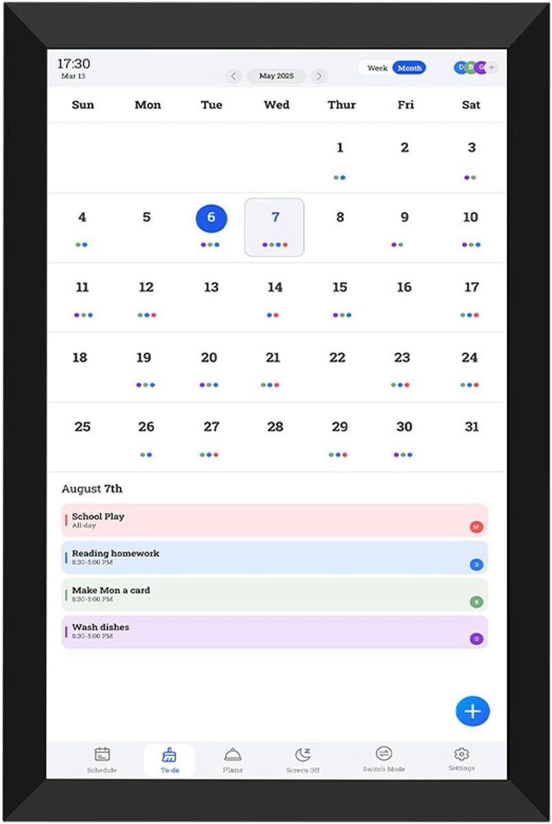 Intelligente digitale kalender en planner voor het gezin - 10.1-inch HD touchscreen met takenlijst en agenda functies