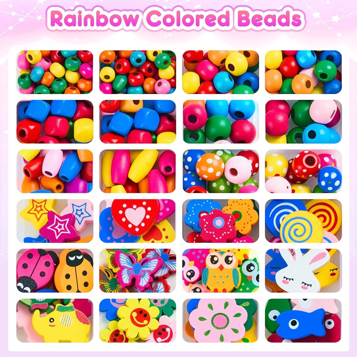 Sieradenset voor Meisjes met Houten Kralen - Met Sieradendoosje - DIY Sieraden Maken voor Kinderen - Knutselset voor Armband & Ketting - Complete Bedelarmband Kit - Doe-het-zelf Kindersieraden - Voo 4-10 Jaar - Creatief Speelgoed — cadeau in Spellen & Speelgoed - foto 6