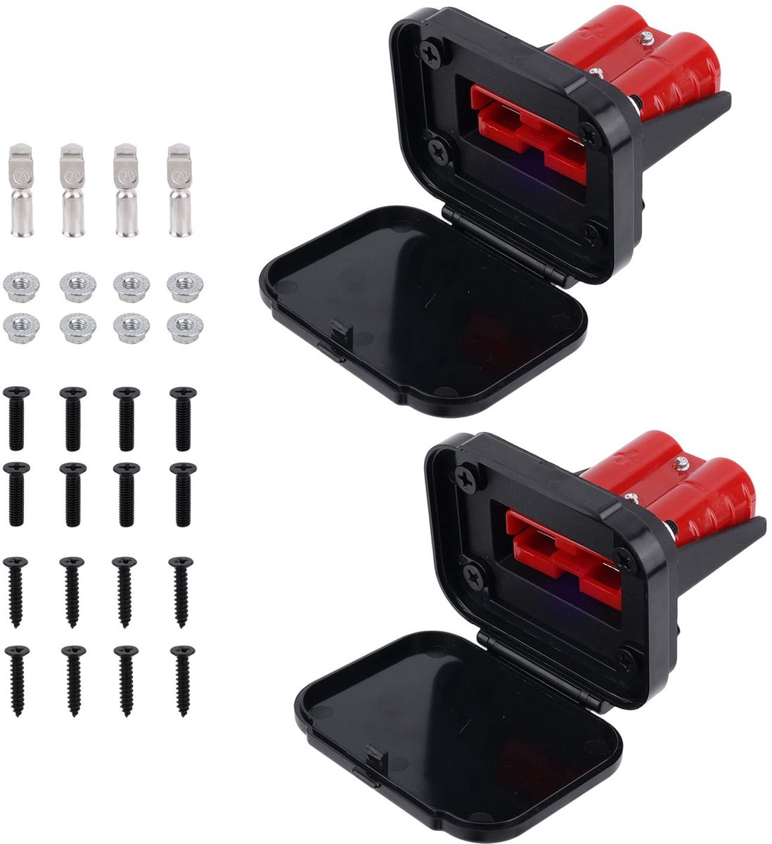2 Stuks 50A Snelkoppelingen met Houder en Dop, 12-6 AWG Snelkoppeling voor Accu's 12V-36V Waterdichte SB50-Stekker - ShopVlot