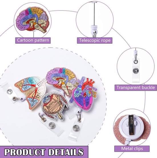Nurse badge reels met 8 kaart houders - Perfect voor verpleegkundigen en zorgprofessionals — afbeelding 2