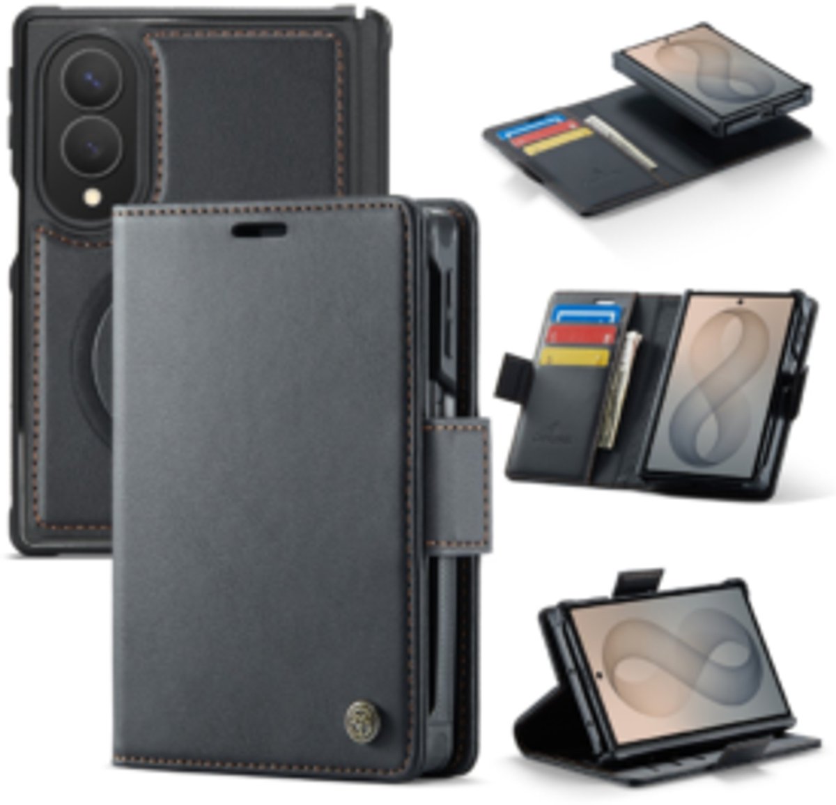 Casemania - Bookcase - Samsung - Z Fold 8 - 2in1- MagSafe - Wallet Case - Zwart