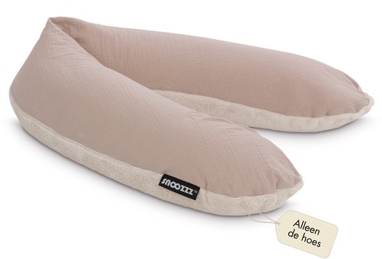 Snoozzz Voedingskussenhoes - Hoes voor voedingskussen zwangerschapskussen - extra zachte teddy met katoen - 185 cm - Teddy Sand