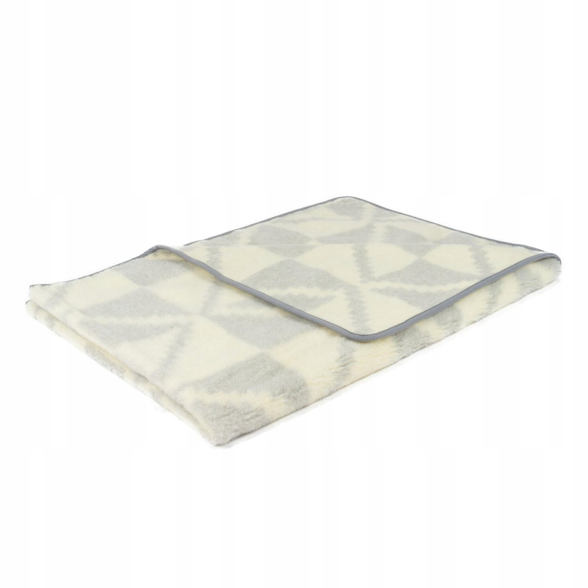 Luxe Alpaca Wol Plaid 180x200 cm - Grijs Crème Geometrisch