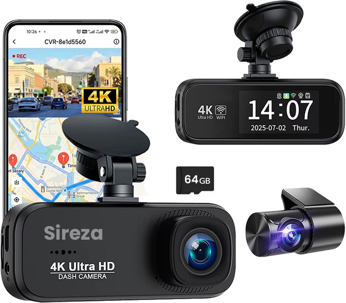 Sireza D3 - Dual Dashcam 4K