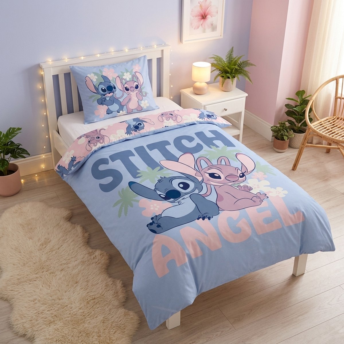 Disney Stitch en Angel Dekbedovertrek 140x200 cm + kussensloop 65x65
