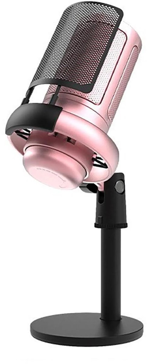 casalora - USB-microfoon voor pc, RGB-gamingmicrofoon met dempknop, condensatormicrofoon voor opname, streaming, podcasting – Roze
