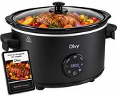 Olvy Digitale Slowcooker met Timer - Incl. Slowcooker e-kookboek - PFAS-vrij - 6 Liter - Keramische binnenpan
