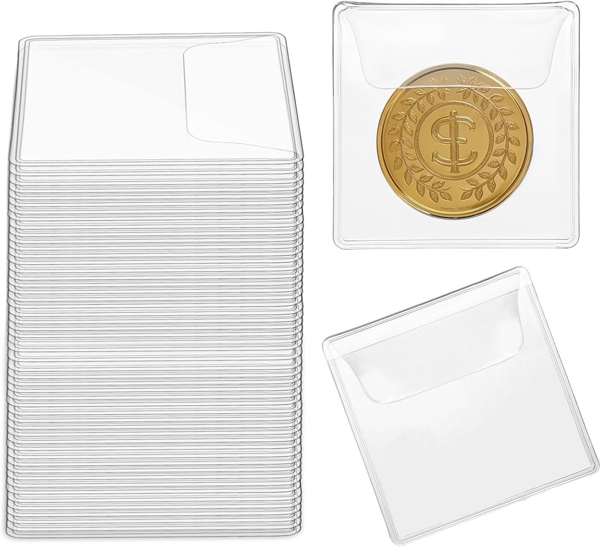 25 stuks coin cases met één vak, 6 x 5.5 cm voor veilige opslag van munten, verzamelobjecten en ruilmunten