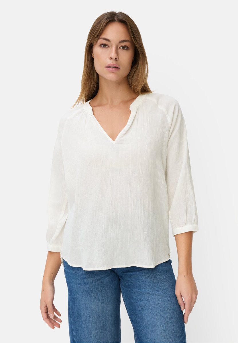 camel active Oversized-blouse met opstaande kraag - Maat womenswear-XL - Melkwit