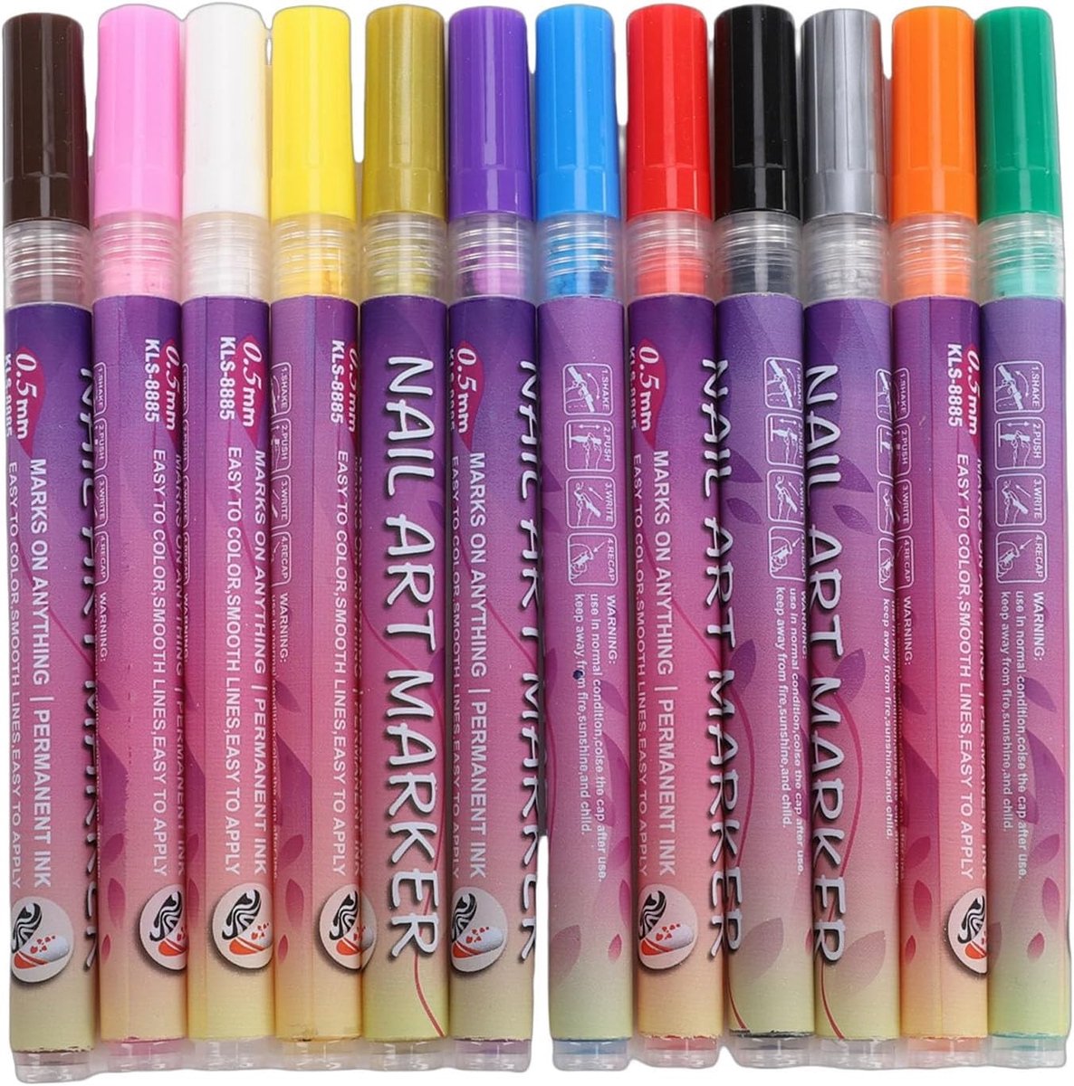 Kleurige Nagelkunst Pennen Set voor Snelle Droging - Acryl Lak voor DIY Manicure, Professionele Kwaliteit en Gemakkelijke Applicatie