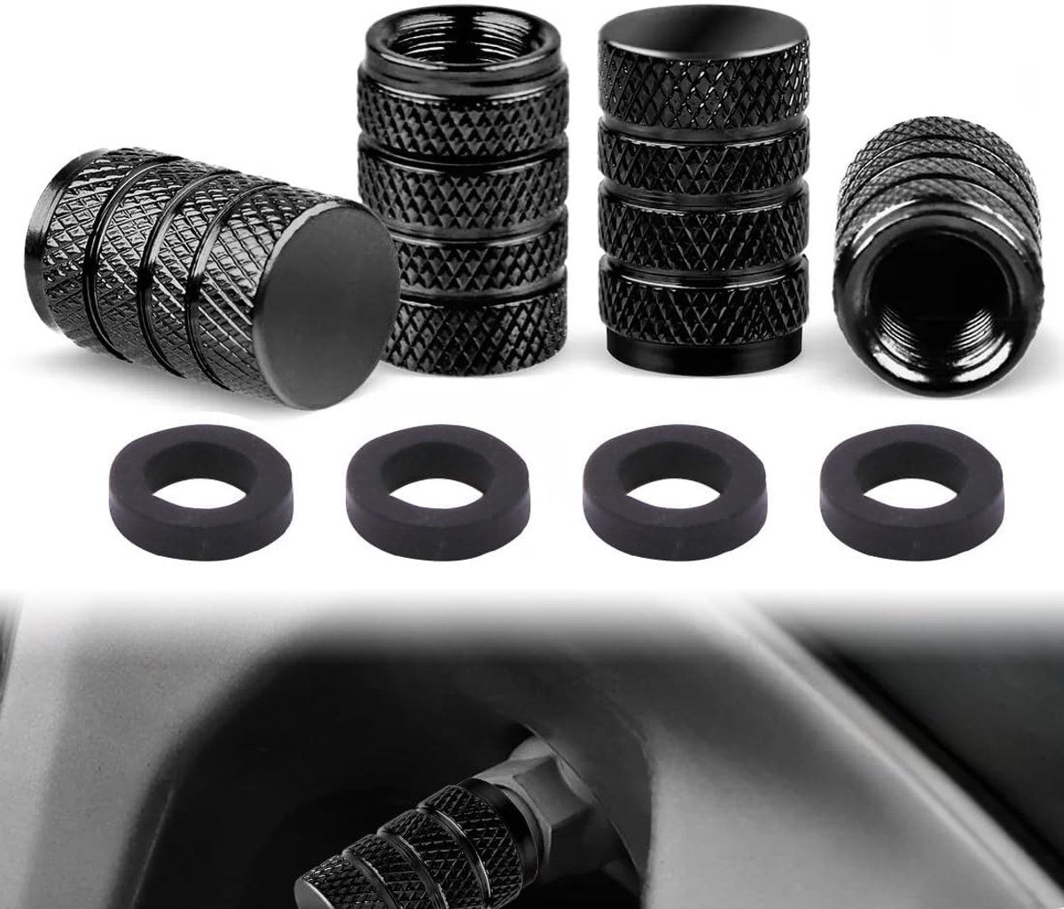 Set van 4 Aluminium Ventieldoppen voor Auto, SUV, Motorfiets en Fiets - Duurzaam en Stijlvol Accessoire