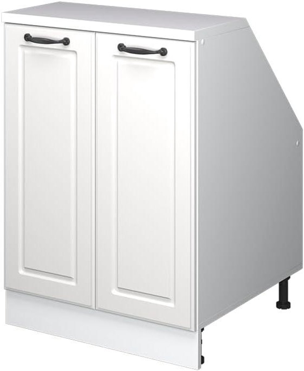 Keukenkast schuine wand - Opbergkast keuken - Ruimte benutten - Landhuis stijl - 60 cm diep - Wit