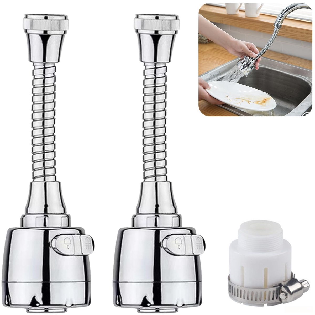Elzusha - Keuken Kraan Spraykop - 360 graden Rotatie - Waterbesparend - Flexibel en Aanpasbaar - Ideaal voor Thuisgebruik - Geschikt voor Keuken - Wit