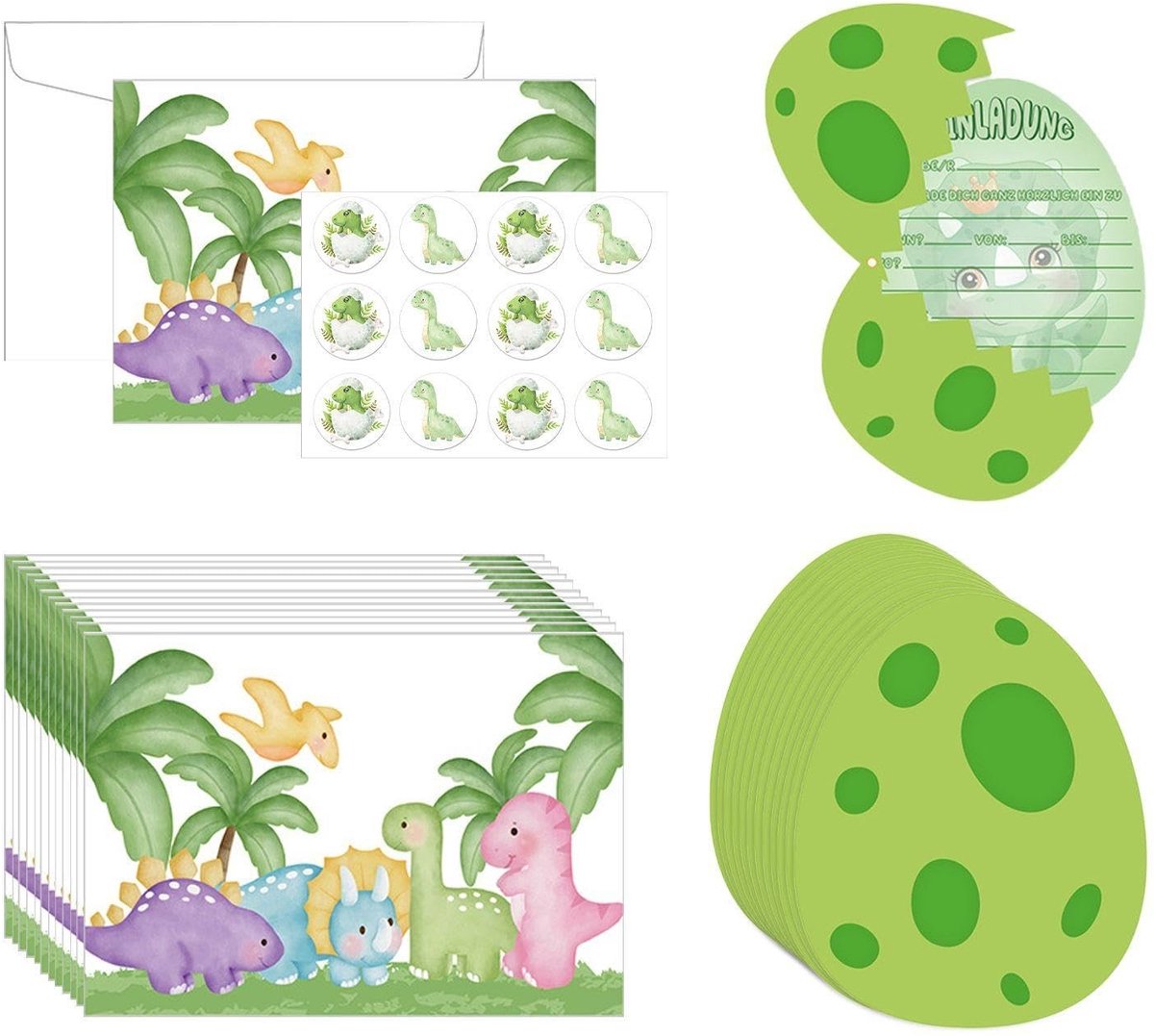 Elzusha - Creatieve Dinosaurus Uitnodigingskaarten met Enveloppen en Stickers