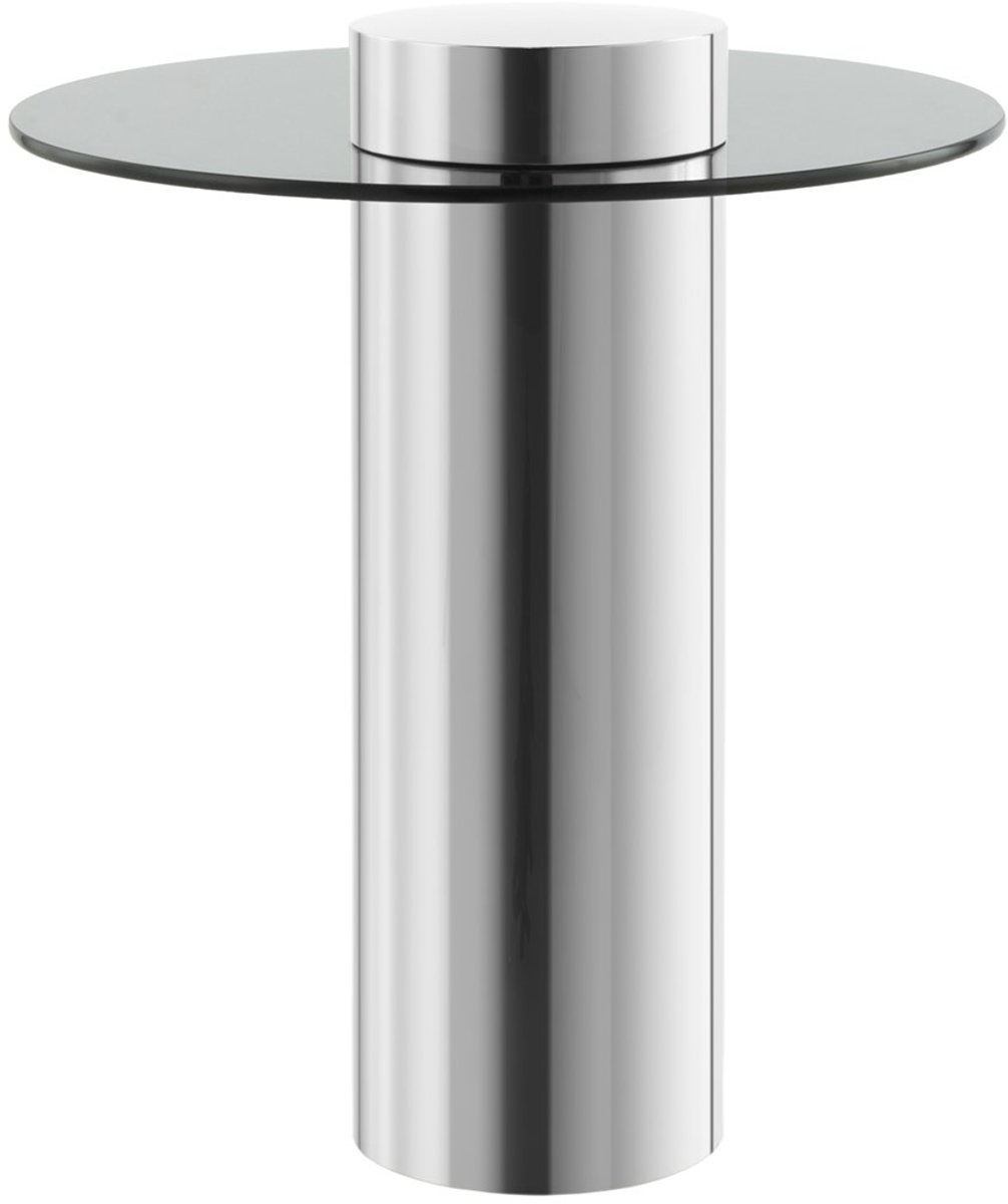 Padiro ronde bijzettafel Ø 46 x 52 cm - zilver en grijs - Modern - gehard glas - roestvrij staal