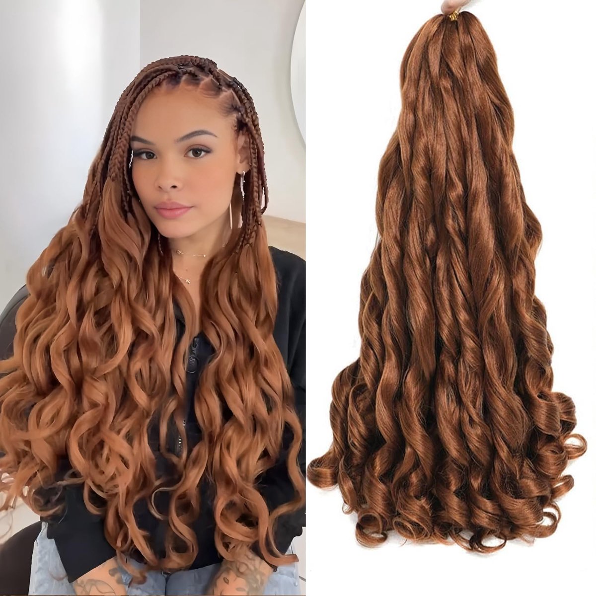 Locescsoc 24 Inch French Curls Braiding Hair 8 Packs Spanish Curly Braids Pre Stretched Loose Wave Soft Synthetic - ShopVlot