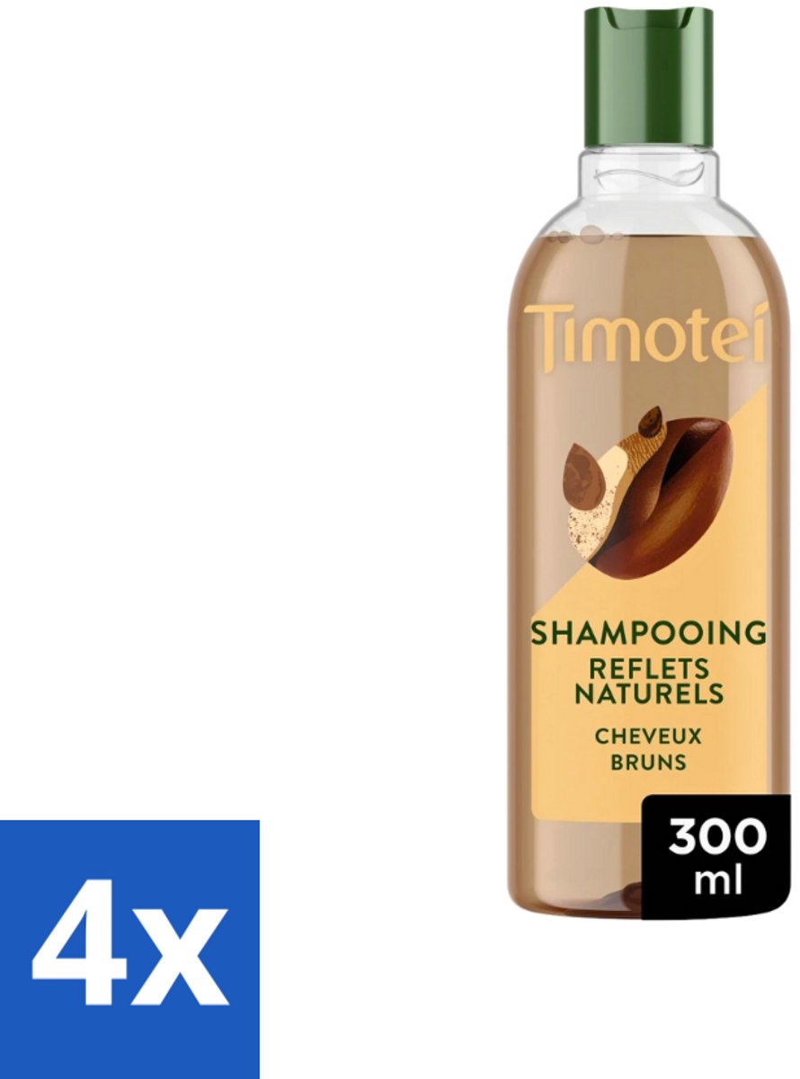 4 x Timotei - Shampoo - Intens Bruin - 300 ml - Bruin Haar Shampoo - Henna Shampoo - Natuurlijke Shampoo - Siliconen Shampoo - Duurzame Shampoo