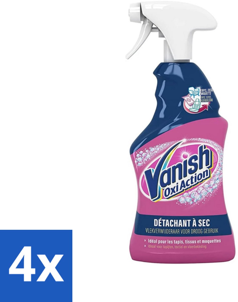 4 x Vanish Oxi Action - Vlekkenverwijderaar Spray - Voor Tapijt. Textiel & Vloerbekleding - 500 ml - Vlekkenverwijderaar - Tapijt Schoonmaken - Textiel Reinigen - Vlekken Verwijderen - Hardnekkige Vlekken